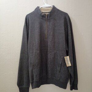 Outdoor Life Gray Sherpa Lined Quarter Zip Pullover Mens XL Fleece Sweater NWT